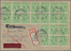 Br Bizone: 1945, 5 Pf Grün AM-Post, 33 Stück Als Attraktive Massen-MeF Auf Einschreibe-Eilbotenbrief Vo - Autres & Non Classés