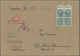 Br Bizone: 1945, 16 Pf Blaugrün AM-Post, Oberrand-4er-Block, Portogerechte MeF Auf Nachnahmebrief Von H - Autres & Non Classés