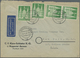 Br Bizone: 1952, 1 DM Grün, 4 Stück Als Portogerechte MeF Auf Übersee-Luftpostbrief (51-55g, Zone III) - Sonstige & Ohne Zuordnung