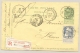 België - 1908 - 25c Bijfrankering Op R-Briefkaart Van Micheroux Naar Fleron - Briefkaarten 1871-1909