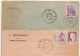 DOZULE  Calvados 2 Cachets Différents Sur 2 ENVELOPPES. - 1921-1960: Période Moderne