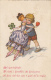 CPA SIGNED ILLUSTRATION, CASTELLI- BOY WITH DOLL, HEART AND CLOVER - Castelli