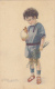 CPA SIGNED ILLUSTRATION, S. BOMPARD- BOY WITH CHICK, EGG AND FLOWERS - Bompard, S.