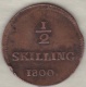 Sweden. 1/2 Skilling 1800 . Adolf Frederick. KM# 549 - Suède