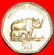 √ RHINOCEROS: TANZANIA ★ 50 SHILINGI 1996 MINT LUSTER! LOW START ★ NO RESERVE! President Mwinyi (1985-1995) - Tanzanie