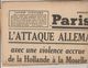 JOURNAL QUOTIDIEN PARIS-SOIR 4 PAGES RECTO VERSO N°6084 LUNDI 15 MAI 1940 2° GUERRE MONDIALE - Autres & Non Classés