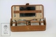 Vintage Leather Shaving Travel Set With Safety Razor, Blades And Crystal Pots - Other & Unclassified