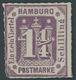 HAMBURG 20aII *, 1866, 11/4 S. Dunkelbraunviolett Mit Plattenfehler O In Postmarke Ausgefüllt, Falzrest, Links Unten Eck - Hambourg