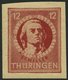 THÜRINGEN 97AXbp2U **, 1945, 12 Pf. Dunkelbräunlichrot, Vollgummierung, Dickes Papier, Fallende Papierstreifung, Ungezäh - Altri & Non Classificati