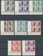 DDR VB **, 1952, Persönlichkeiten Mi.Nr. 327/8,330-33,335/6,338,339, 10 Eckrandviererblocks Je Aus Der Linken Unteren Bo - Used Stamps