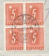 Schweiz - 1941 - 4x 5c Portomarke In Block On Unfranked Cover From Fürigen To Menziken - Strafportzegels