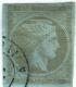 1A 702 Greece Large Hermes Head 1871-1876 Meshed Paper 40 Lepta Hellas 42Ia Dull Olive Green On Blue - Used Stamps