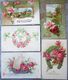 CPA Lot 6 X Litho RELIEF Illustrateur BRASCH  Klein KOPAL EAS KF VOEUX THEME FLEUR  ROSE FANTAISIE MEDAILLON - Collections & Lots