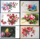 Cp Lot 6x Litho Illustrateur Bouquet Fleur Rose Roses Theme Porte Bonheur Dans Fer A Cheval - Collections & Lots