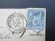 Frankreich 1878 Nr. 63 II Minibrief Von Lons - Le - Saunier Nach Port Lesney Jura. Über Mouchard - 1876-1898 Sage (Type II)