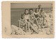REAL PHOTO -  Two Swimwear Women Men And Kids Boys On Beach Femmes Hommes Enfants Garson Sur La Plage Old  Photo - Personnes Anonymes