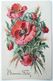 CPA Lot 4x Litho Chromo Illustrateur KLEIN RELIEF 1X FOND ARGENT PAVOT PAVOTS COQUELICOT ET GRAMINEES - Collections & Lots