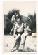 REAL PHOT Trunks Man And Bikini Kid Girl On Beach  Fillette Et Homme Sur La Plage Old  Photo - Personnes Anonymes