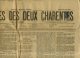 CHARENTE : JOURNAL Des DEUX CHARENTES Avec 1c Type SAGE Avec ANNULATION TYPOGRAPHIQUE - 1877-1920: Période Semi Moderne