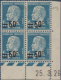 N°__222 COIN DATE 50C. S. 1FR25 BLEU TYPE PASTEUR SURCHARGE TIMBRES NEUFS**/*, 1926-1927 - ....-1929