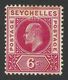 Seychelles, 6 C, 1903, Scott # 40, MH. - Seychelles (...-1976)