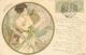 Illustration Alphonse Mucha - Les Saisons - Mois D'Avril (femme En Médaillon) - Carte Dos Simple 1902 - Mucha, Alphonse