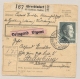 Deutsches Reich - 1942 - 1Rm + 50pf Adolf Hitler + 25pf Hindenburg Om Urgent Pakketkarte From Abrechtsdorf To Strassburg - Brieven En Documenten