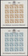 Austria (1950) Collection Of 5 Proof Sheets Of 16 "Mercury" Stamps, In Different Colors. Some Creasing Present. - Otros & Sin Clasificación