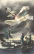Aviation, Military, World War I., Zeppelin Fighting With An Aircraft, Old Postcard - Dirigibili