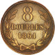 Monnaie, Guernsey, 8 Doubles, 1864, Heaton, Birmingham, TTB, Bronze, KM:7 - Guernsey