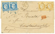 133 POSTE FERROVIAIRE : 1873 Paire 25c CERES Obl. Etoile De PARIS En BLEU (rare) + Paire 15c CERES Obl. Etoile De PARIS  - 1871-1875 Ceres