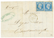 200 1862 20c(n°14)x2 Obl. ANCRE + Paquebot JOURDAIN Sur Lettre Pour CONSTANTINOPLE. TB. - Maritime Post