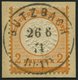 Dt. Reich 24 BrfStk, 1872, 2 Kr. Orange Auf Briefstück Mit Idealem Zentrischen K1 BUTZBACH, Farbfrisches Prachtstück, Ei - Gebruikt