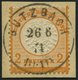 Dt. Reich 24 BrfStk, 1872, 2 Kr. Orange Auf Briefstück Mit Idealem Zentrischen K1 BUTZBACH, Farbfrisches Prachtstück, Ei - Usati