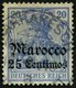 DP IN MAROKKO 37b O, 1907, 25 C. Auf 20 Pf. Lebhaftviolettultramarin, Mit Wz., Mit Seltenem Stempel MARRAKESCH (CC) A, K - Marokko (kantoren)