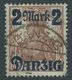 FREIE STADT DANZIG 28II O, 1920, 2 M. Auf 35 Pf., Hellgrauer Netzunterdruck, Spitzen Nach Unten, Zeitgerechte Entwertung - Autres & Non Classés