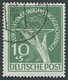 BERLIN 68II O, 1949, 10 Pf. Währungsgeschädigte Mit Abart Grüner Punkt Rechts Am Handgelenk, Normale Zähnung, Pracht, Fo - Altri & Non Classificati