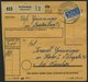 BUNDESREPUBLIK 135 BRIEF, 1954, 60 Pf. Posthorn Im Fünferblock Rückseitig Mit 10 Pf. Zusatzfrankatur Auf Paketkarte Aus  - Usados