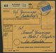 BUNDESREPUBLIK 135 BRIEF, 1954, 60 Pf. Posthorn Im Fünferblock Rückseitig Mit 10 Pf. Zusatzfrankatur Auf Paketkarte Aus  - Usati