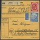 BUNDESREPUBLIK 136-38 BRIEF, 1954, 70 - 90 Pf. Posthorn, Je Mit Zusatzfrankatur Auf Paketkarte, Pracht - Used Stamps