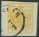 ÖSTERREICH BIS 1867 1Xd O, 1850, 1 Kr. Kadmiumgelb, Handpapier, Type III, Linkes Randstück 5 Mm, K1 (TEME)SVAR, Meist Ri - Used Stamps