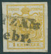 ÖSTERREICH BIS 1867 1Xd O, 1850, 1 Kr. Kadmiumgelb, Handpapier, Type III, L2 (ROKIT)ZAN, Breitrandig, Pracht, Fotobefund - Gebruikt