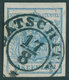 ÖSTERREICH BIS 1867 5Xa O, 1850, 9 Kr. Hellblau, Handpapier, Type Ib, Mit Plattenfehler Gebrochene Linke Untere Ecke, K2 - Used Stamps