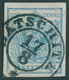 ÖSTERREICH BIS 1867 5Xa O, 1850, 9 Kr. Hellblau, Handpapier, Type Ib, Mit Plattenfehler Gebrochene Linke Untere Ecke, K2 - Oblitérés