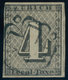 ZÜRICH 1II O, 1843, 4 Rp. Schwarz/dunkelbräunlichrot, Linienunterdruck Waagerecht, Type I, Schwarze Rosette (50% Aufschl - 1843-1852 Timbres Cantonaux Et  Fédéraux