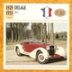 1929 FRANCE VIEILLE VOITURE DELAGE D8S D8 S - FRANCE OLD CAR - FRANCIA VIEJO COCHE - VECCHIA MACCHINA - Voitures