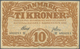 01352 Denmark  / Dänemark: 10 Kroner 1922 P. 21n, Rarer Early Date With Vertical And Horizontal Folds, No - Dinamarca