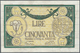 01648 Greece / Griechenland: 50 Lire 1944 P. M24, Rare Issue, Center And Vertical Fold, Small Professtiona - Greece