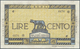 01649 Greece / Griechenland: 100 Lire 1944 P. M25, Rare Issue, Vertical And Horizontal Fold, Professional - Greece