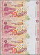 01995 Malaysia: Set Of 2 Uncut Sheets Of 3 Notes Each 10 Ringgit ND P. 38 And 10 Ringgitt ND P. 42, In Ori - Malaysia